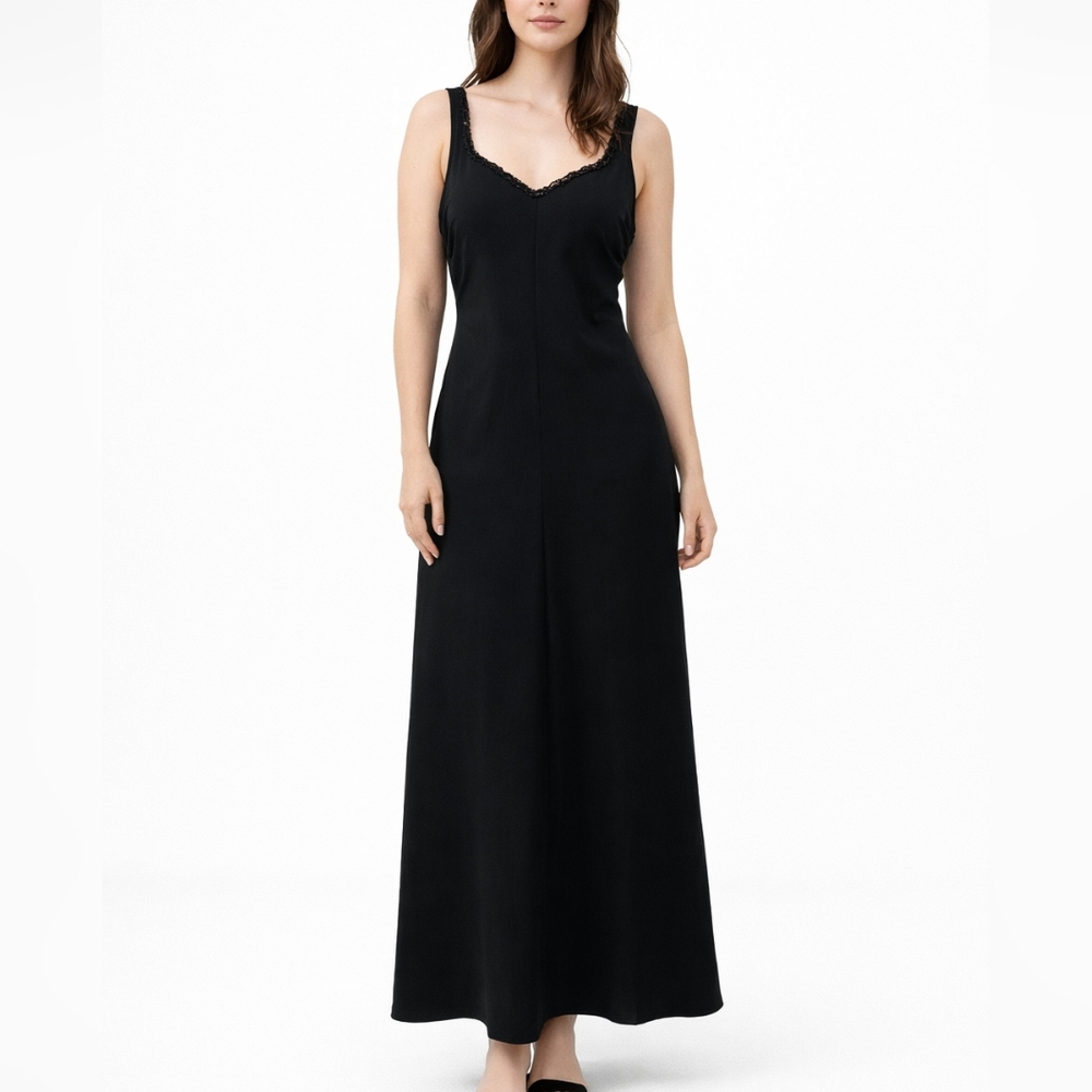 Vintage Moda Int'l Black Maxi Dress with beading details